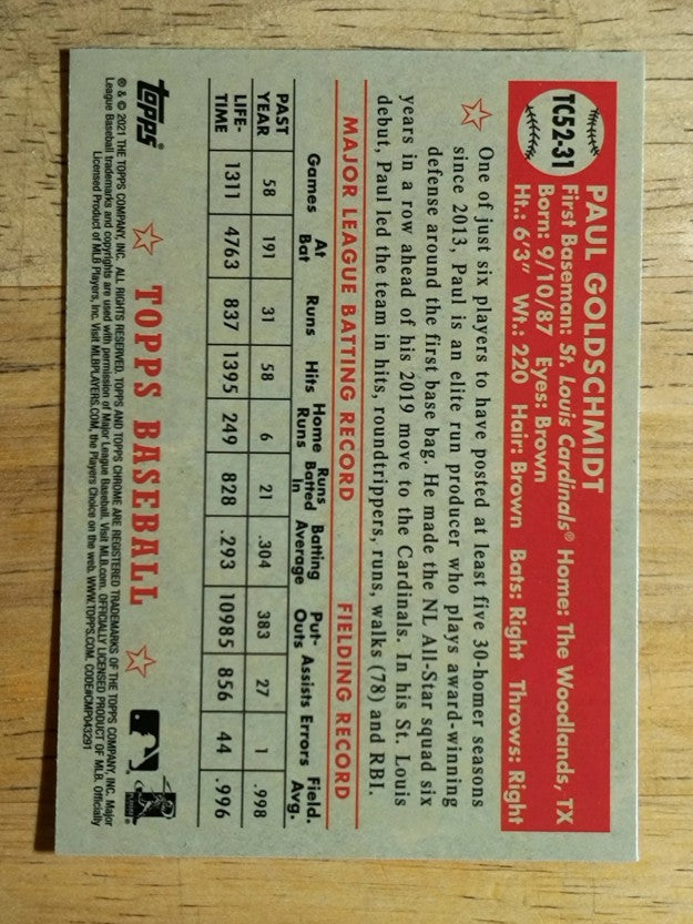 2021 Topps '52 Topps Redux Chrome #TC5231 Paul Goldschmidt