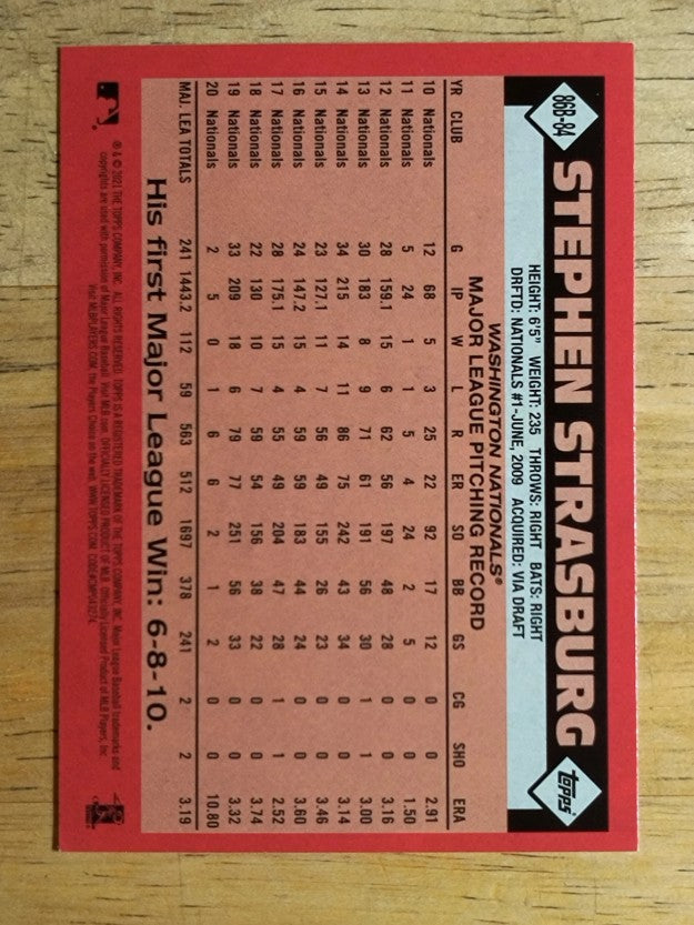 2021 Topps '86 Topps #86B84 Stephen Strasburg