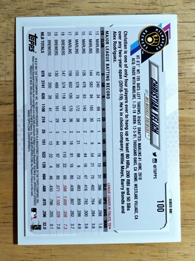 2021 Topps Rainbow Foil #100 Christian Yelich