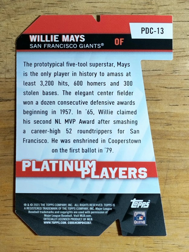 2021 Topps Platinum Players Die Cuts #PDC13 Willie Mays