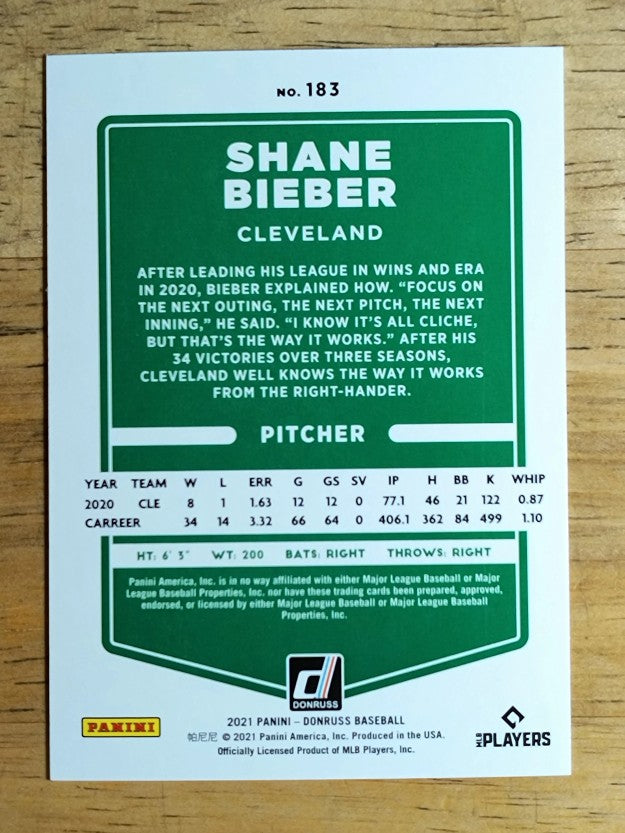 2021 Donruss #183 Shane Bieber