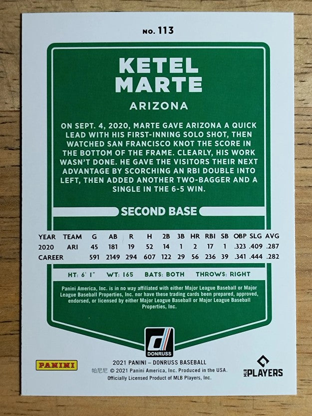 2021 Donruss #113 Ketel Marte