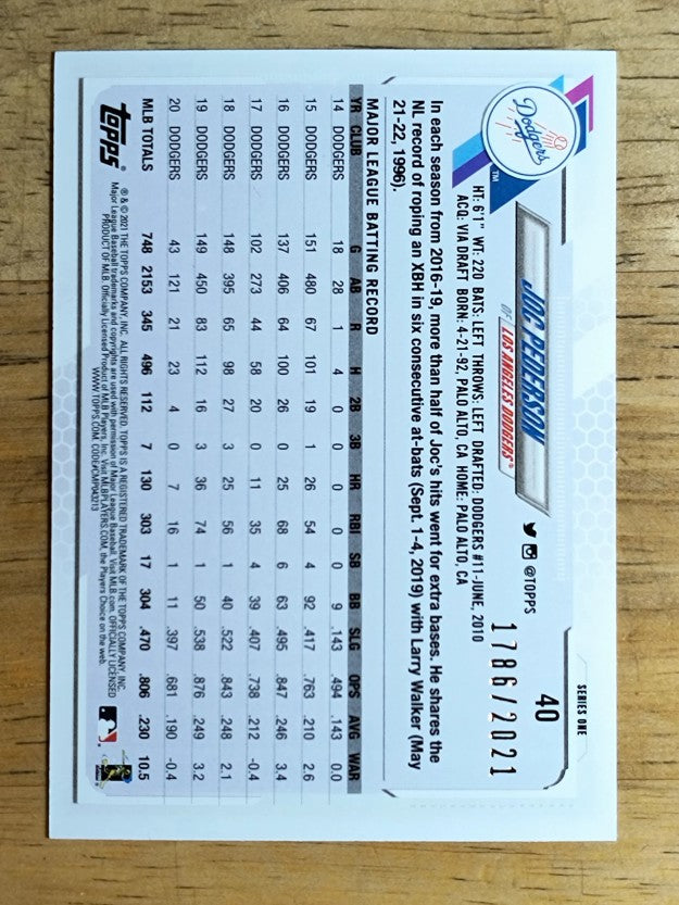 2021 Topps Gold #40 Joc Pederson