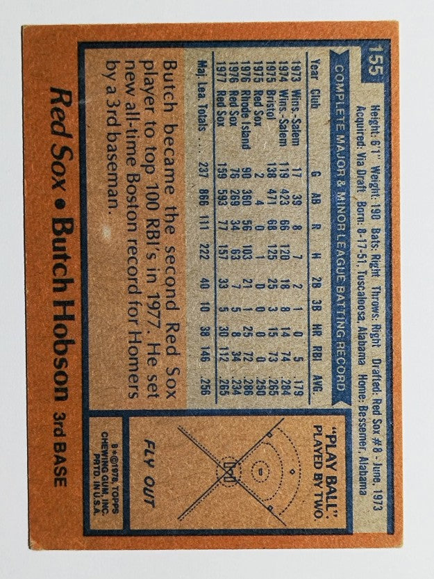 1978 Topps #155 Butch Hobson (VG)