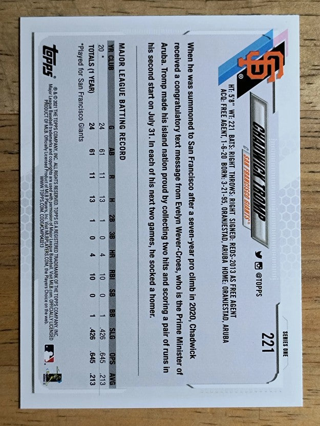 2021 Topps #221 Chadwick Tromp RC