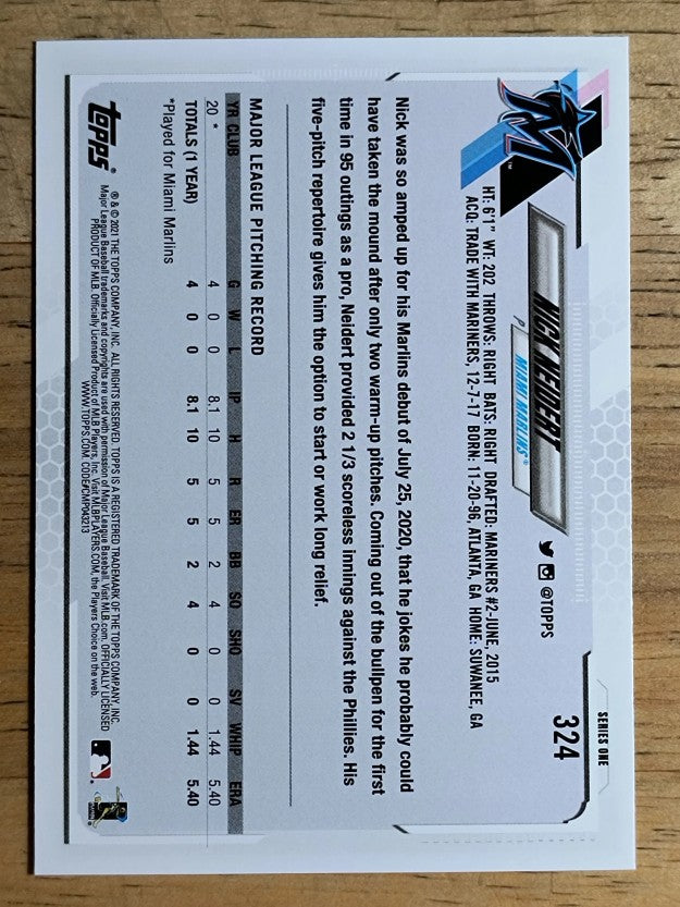 2021 Topps #324 Nick Neidert RC