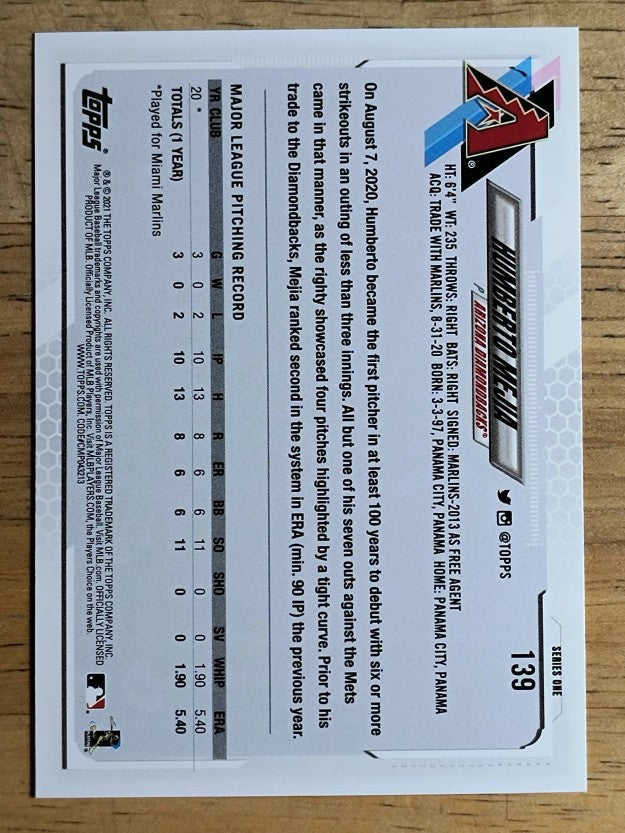 2021 Topps #139 Humberto Mejia RC
