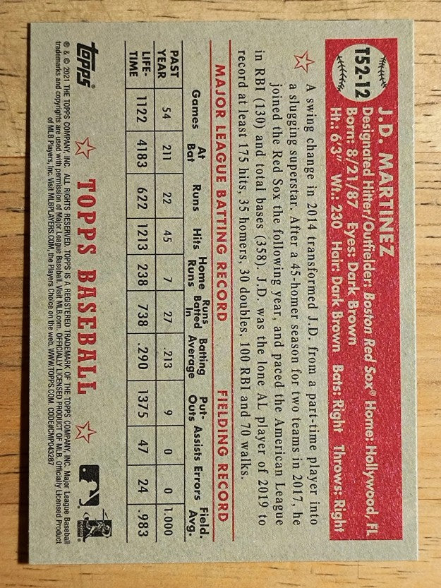 2021 Topps '52 Topps Redux #T5212 J.D. Martinez