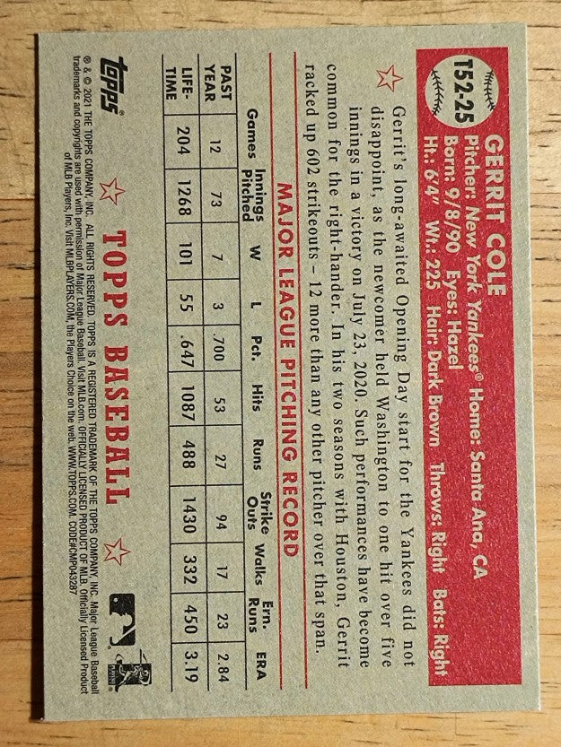 2021 Topps '52 Topps Redux #T5225 Gerrit Cole
