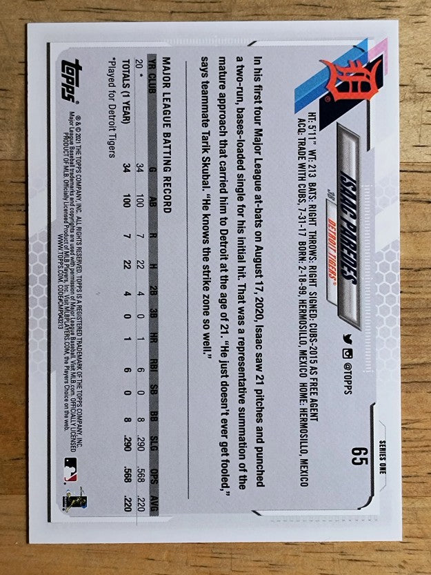 2021 Topps #65 Isaac Paredes RC