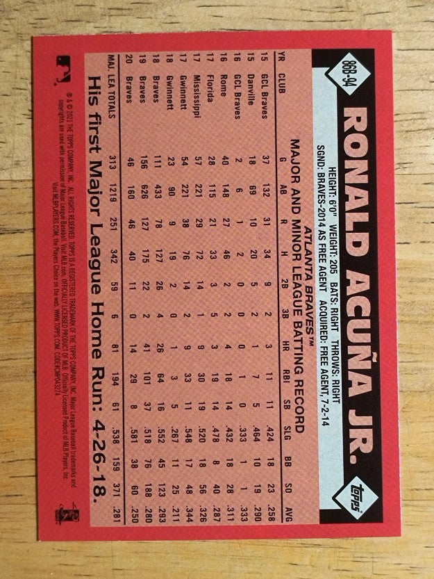 2021 Topps '86 Topps #86B94 Ronald Acuna Jr.