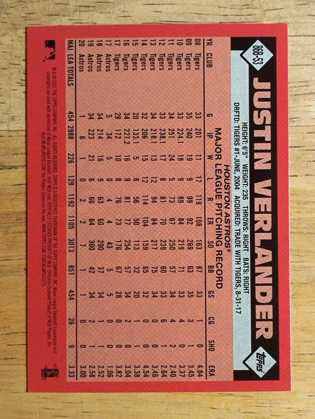 2021 Topps '86 Topps #86B53 Justin Verlander