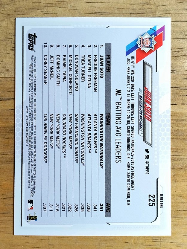 2021 Topps #225 Juan Soto LL