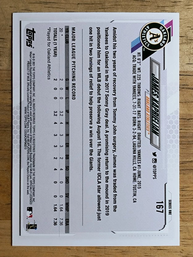 2021 Topps #167 James Kaprielian RC