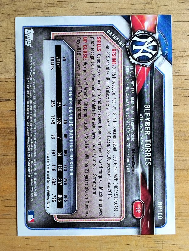2018 Bowman Prospects #BP100 Gleyber Torres