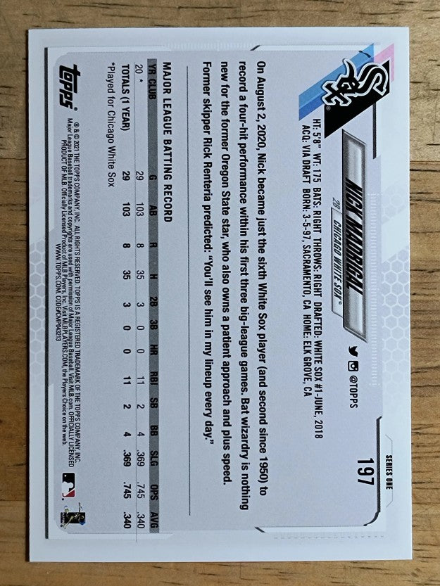 2021 Topps #197 Nick Madrigal RC