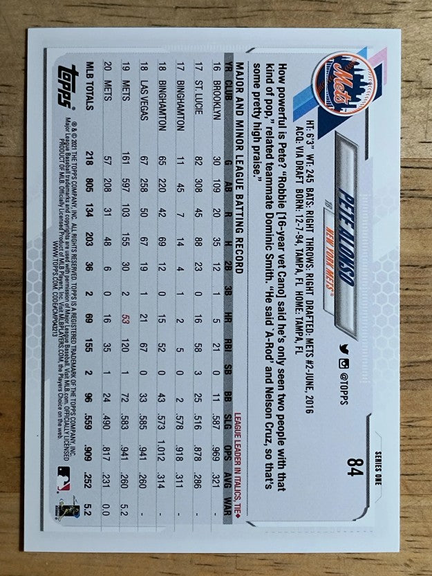 2021 Topps #84 Pete Alonso