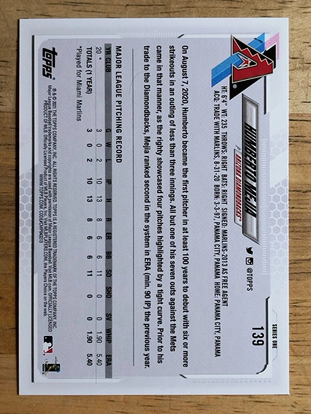 2021 Topps #139 Humberto Mejia RC