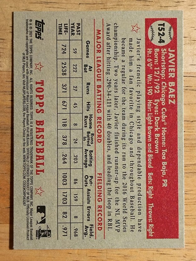 2021 Topps '52 Topps Redux #T524 Javier Baez