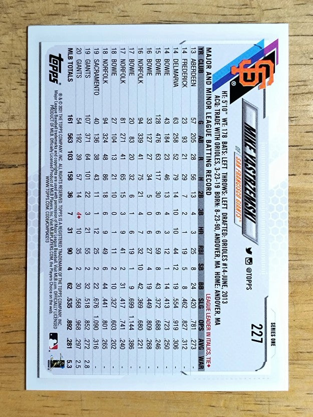2021 Topps #227 Mike Yastrzemski