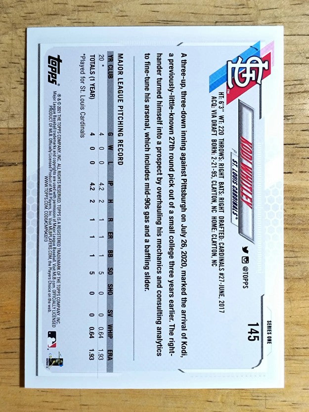 2021 Topps #145 Kodi Whitley RC