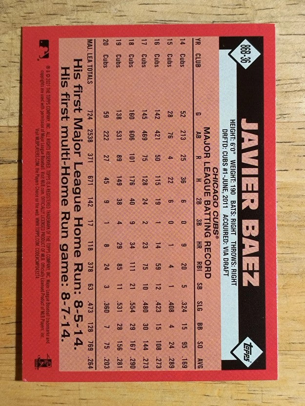 2021 Topps '86 Topps #86B36 Javier Baez
