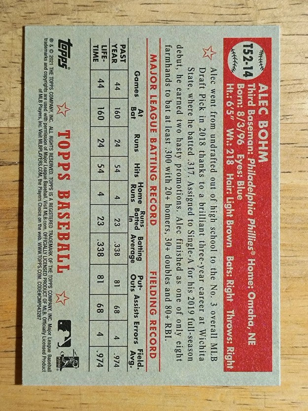 2021 Topps '52 Topps Redux #T5214 Alec Bohm