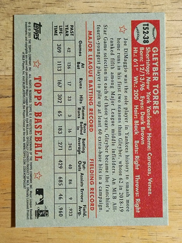 2021 Topps '52 Topps Redux #T5238 Gleyber Torres