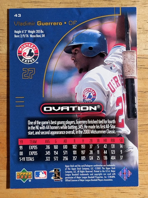2001 Upper Deck Ovation #43 Vladimir Guerrero
