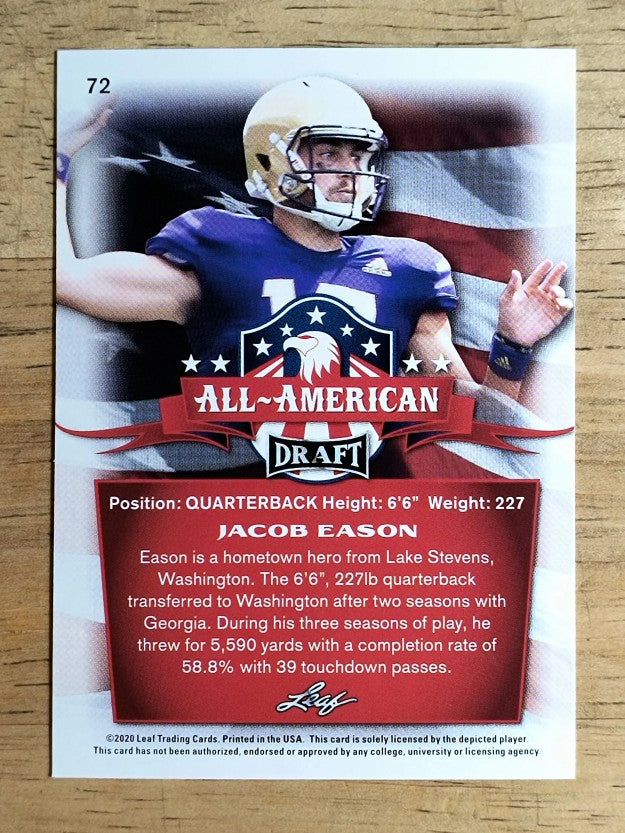 2020 Leaf Draft #72 Jacob Eason AA