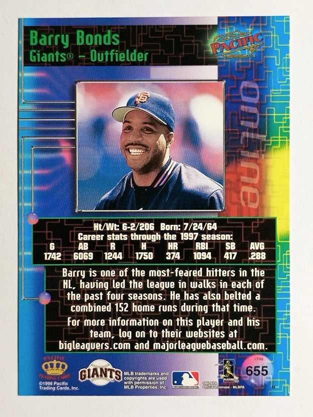 1998 Pacific Online #655 Barry Bonds