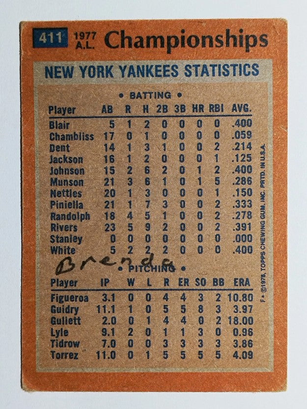 1978 Topps #411 AL Championships/Mickey Rivers (POOR)