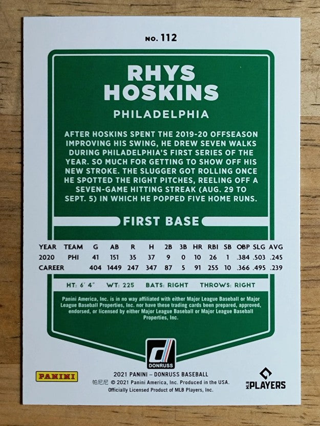 2021 Donruss #112 Rhys Hoskins