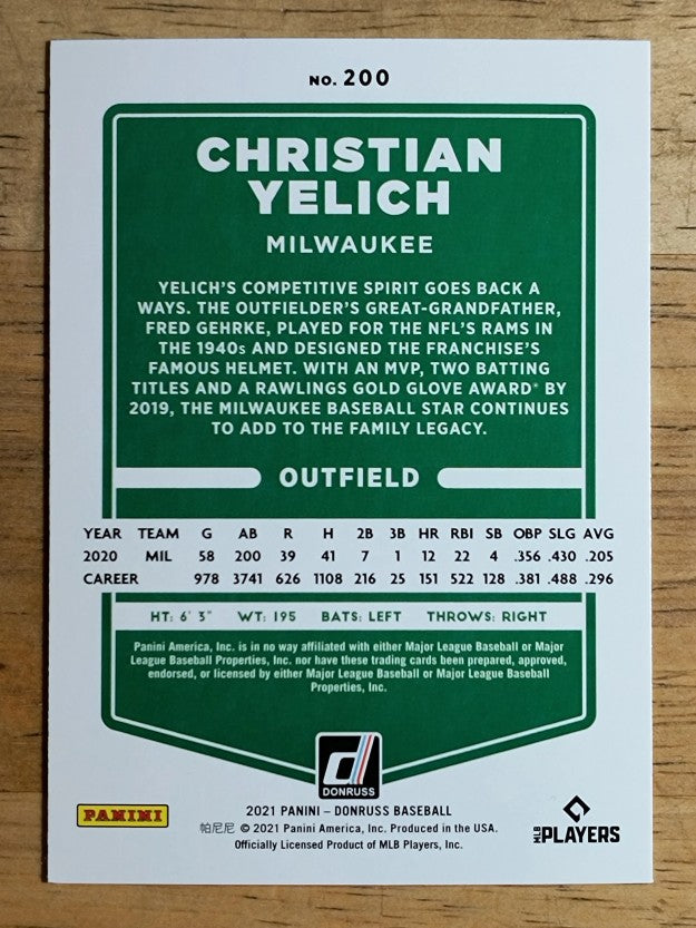 2021 Donruss #200 Christian Yelich
