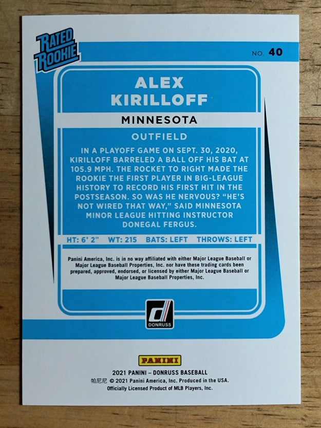 2021 Donruss #40 Alex Kirilloff RR RC