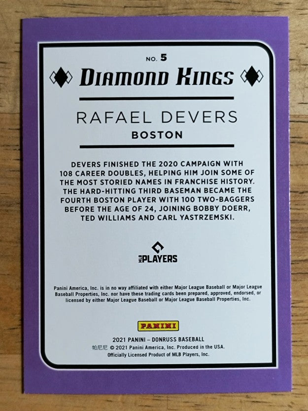 2021 Donruss #5 Rafael Devers DK