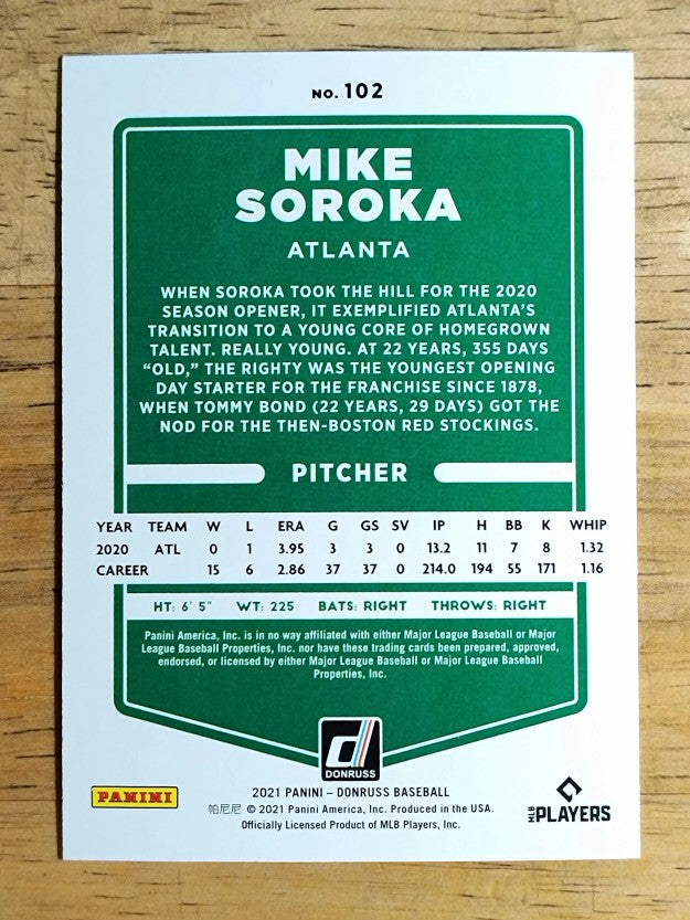 2021 Donruss Holo Orange #102 Mike Soroka