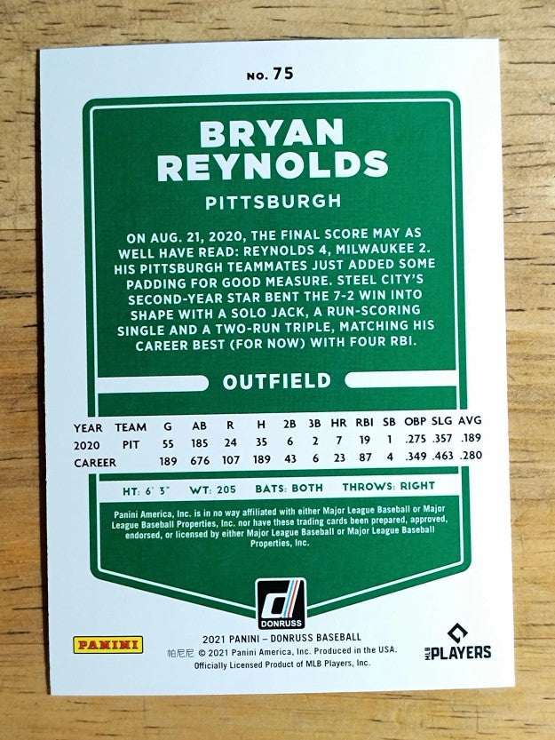 2021 Donruss Holo Orange #75 Bryan Reynolds