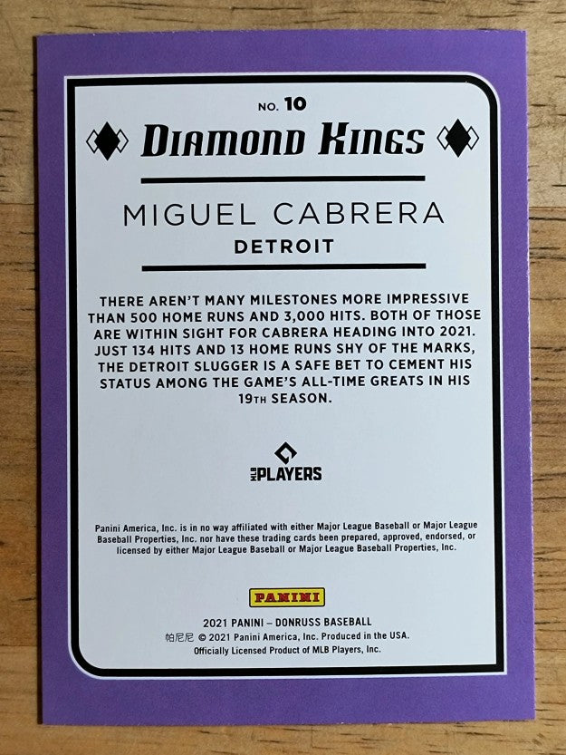 2021 Donruss #10 Miguel Cabrera DK