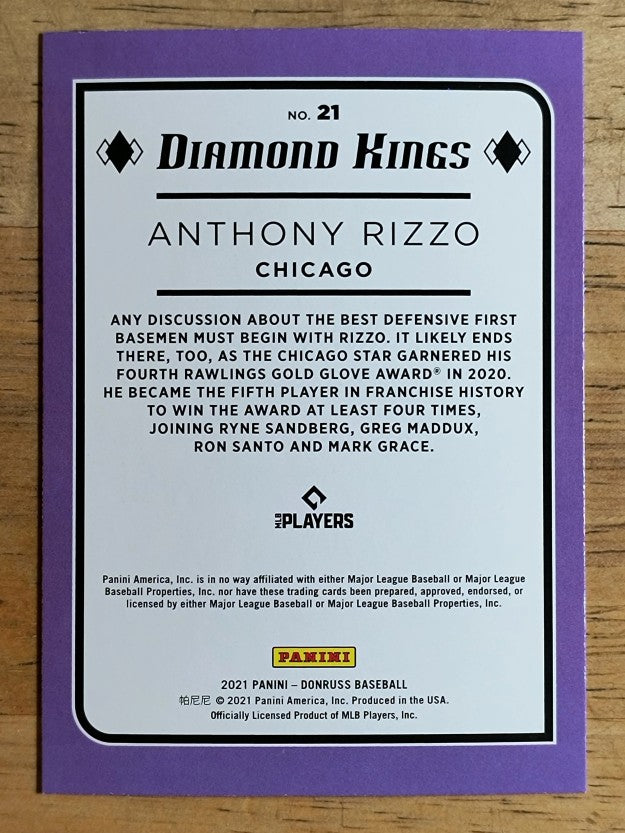 2021 Donruss #21 Anthony Rizzo DK
