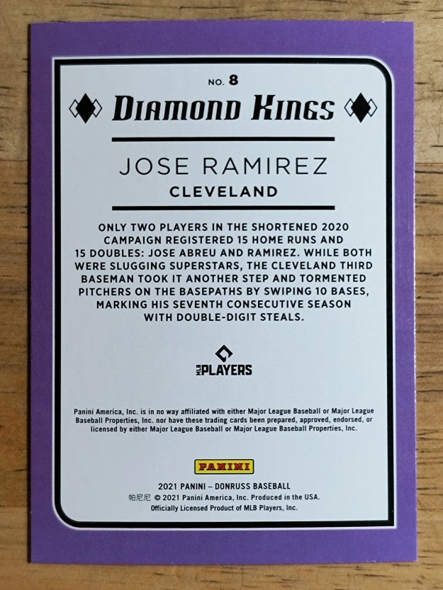 2021 Donruss #8 Jose Ramirez DK