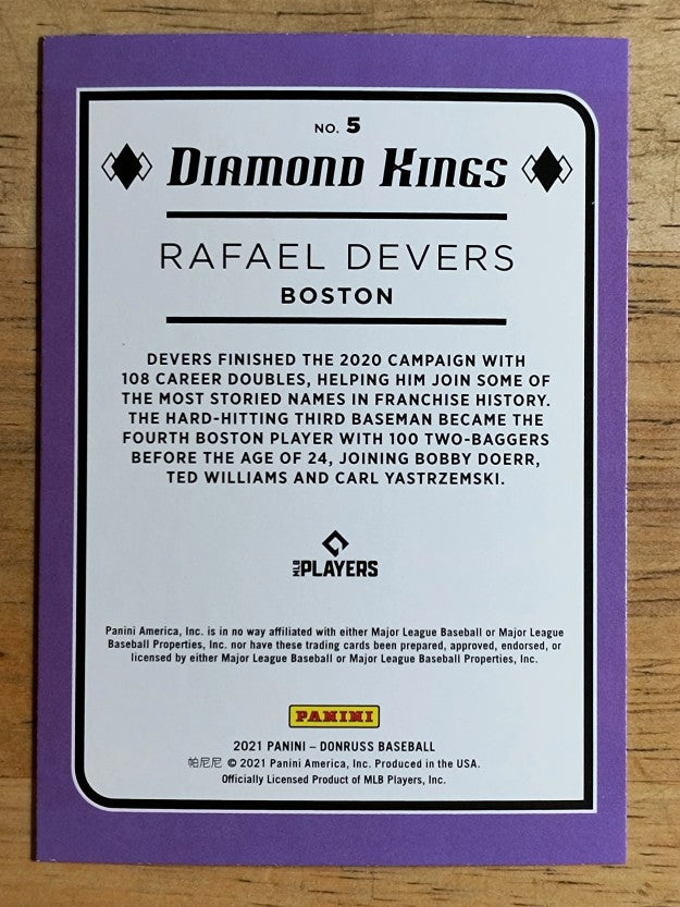 2021 Donruss #5 Rafael Devers DK