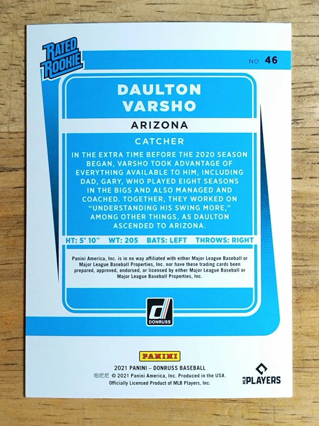 2021 Donruss #46 Daulton Varsho RR RC