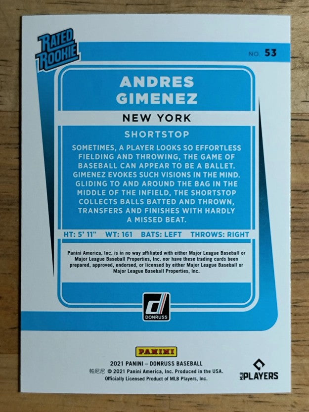 2021 Donruss #53 Andres Gimenez RR RC