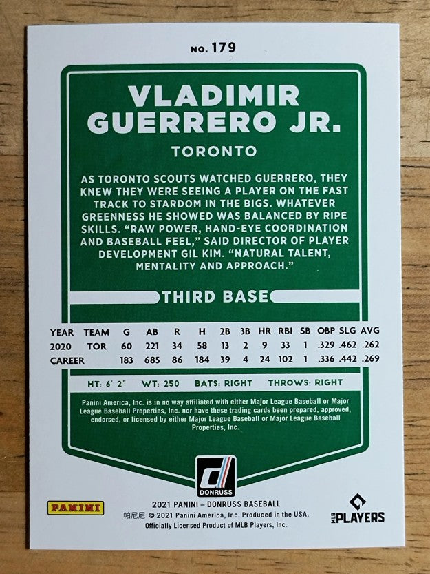 2021 Donruss #179 Vladimir Guerrero Jr.