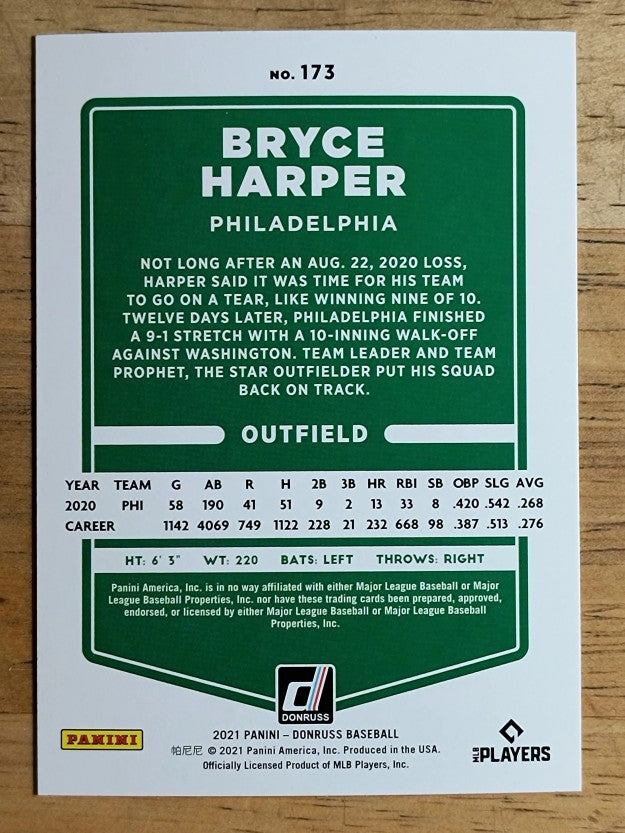 2021 Donruss #173 Bryce Harper