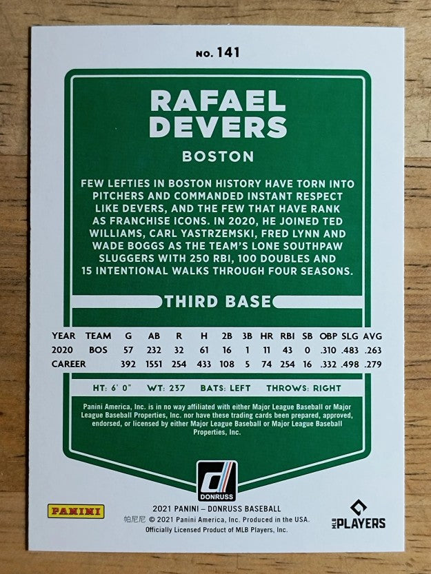 2021 Donruss #141 Rafael Devers