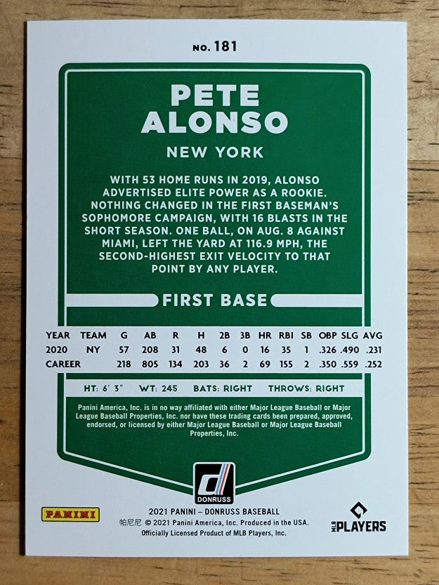 2021 Donruss #181 Pete Alonso