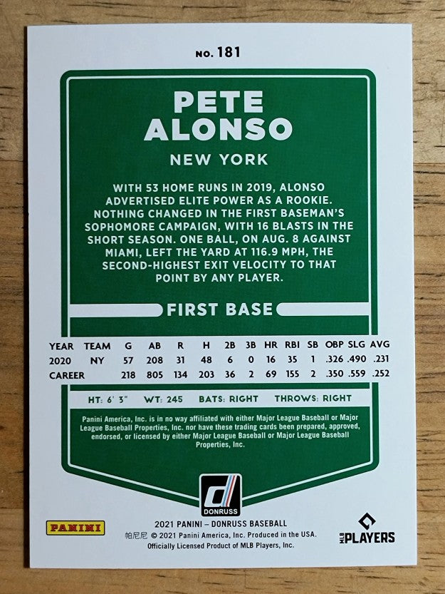 2021 Donruss #181 Pete Alonso