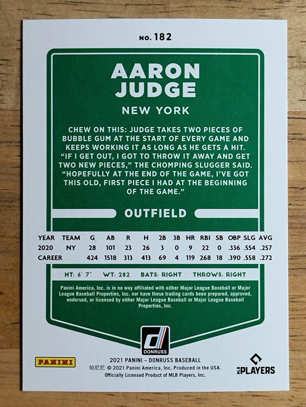 2021 Donruss #182 Aaron Judge